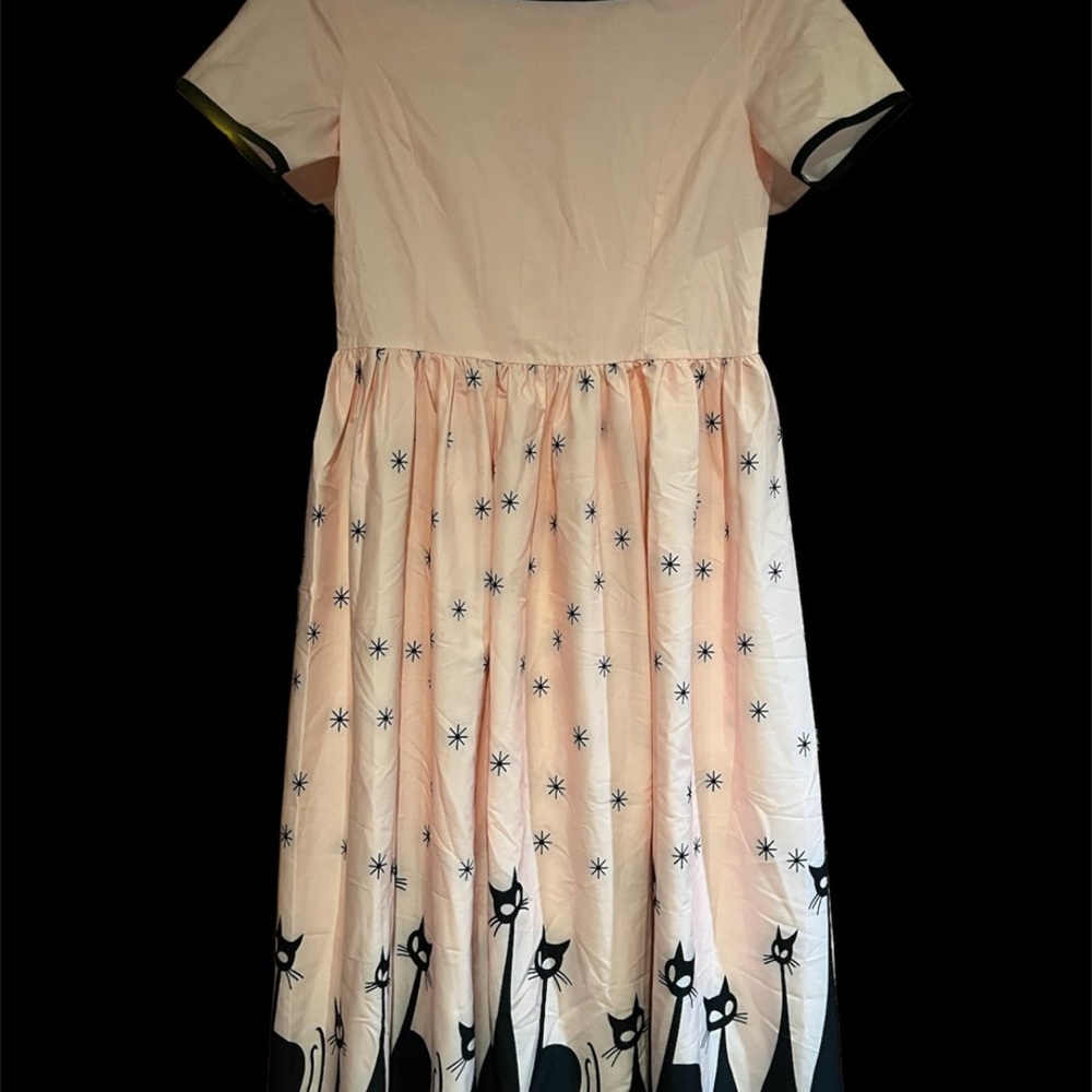 Charming Pink Cat Print Kids Dress